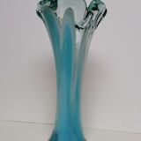 Murano blue glass paste vase