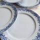 6 antique flat plates from Sarreguemines U&C in the Mimosa blue pattern.