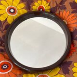 Vintage chocolate plastic round mirror 1970