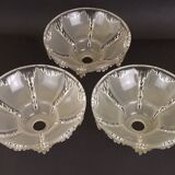 Signed ezan france frosted glass icicle shades set of 3 – art deco lighting