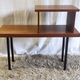 Modernist side table in solid wood and black lacquered metal 50s/60s
