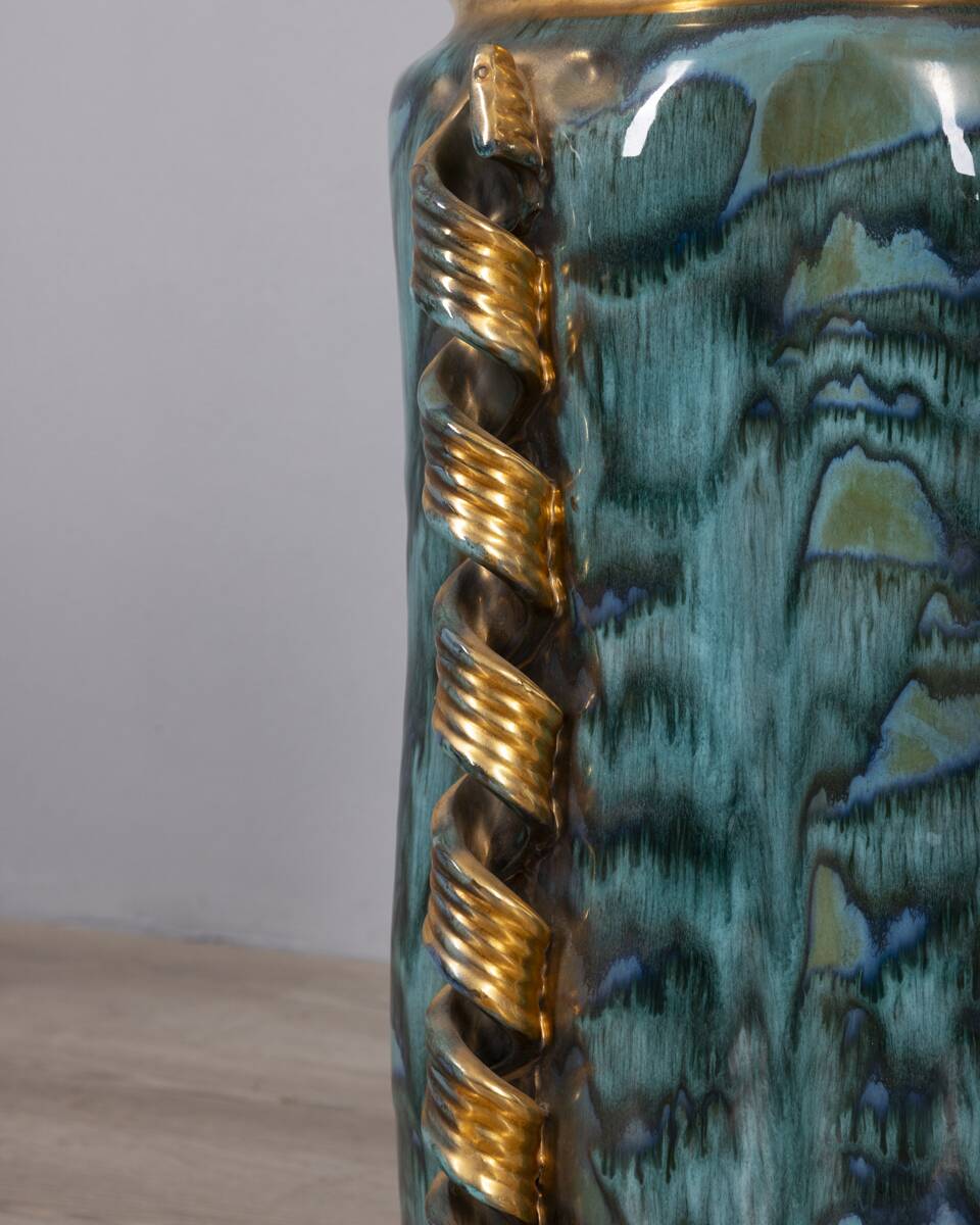 Large 1950s vintage decorated ceramic vase, Italian design
