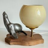 Art Deco Sea Lion blown glass lamp