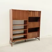Scandinavian style bookshelf in teak and brass, 1950.