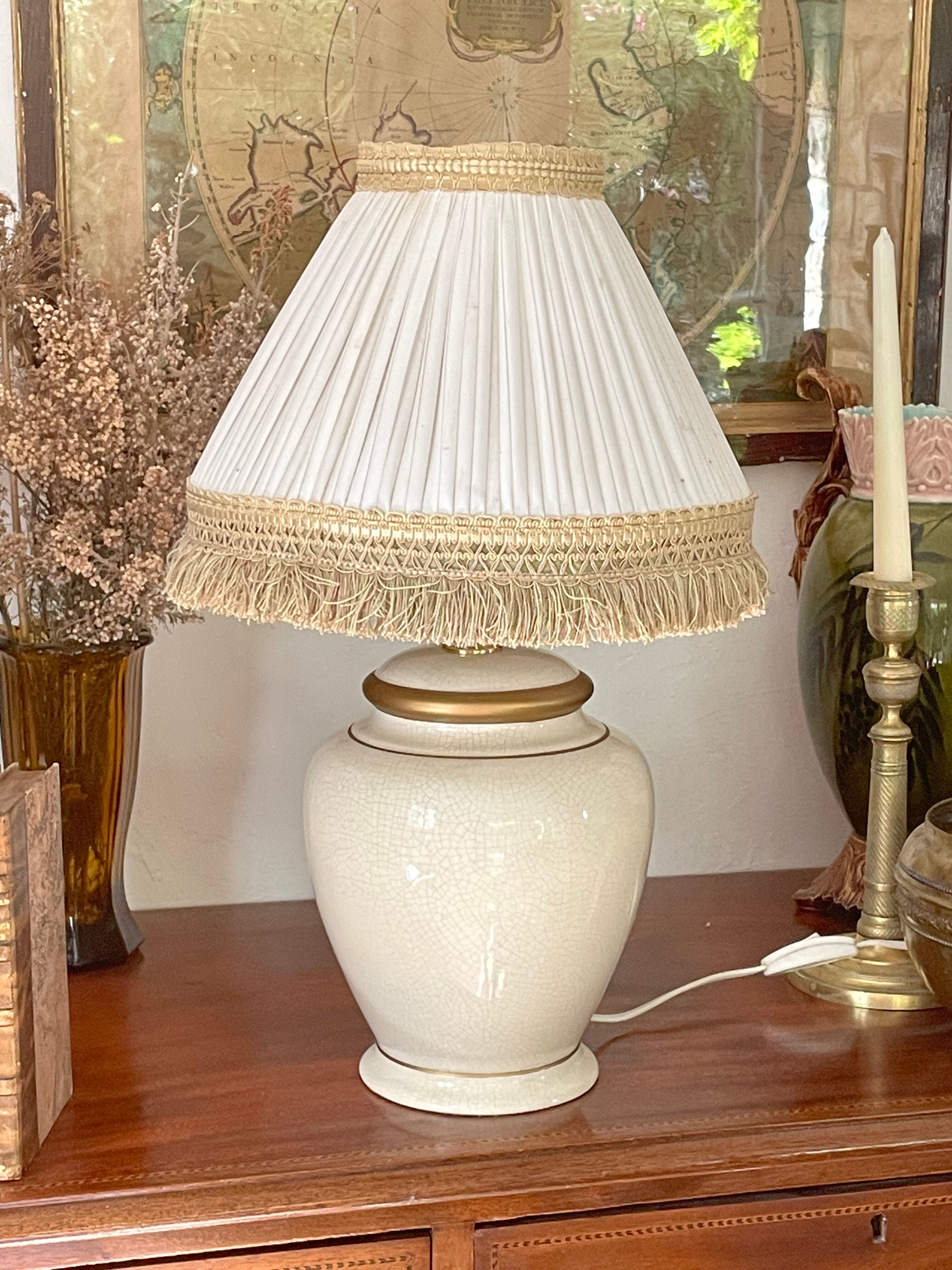 Pied de lampe en céramique craquelée vintage