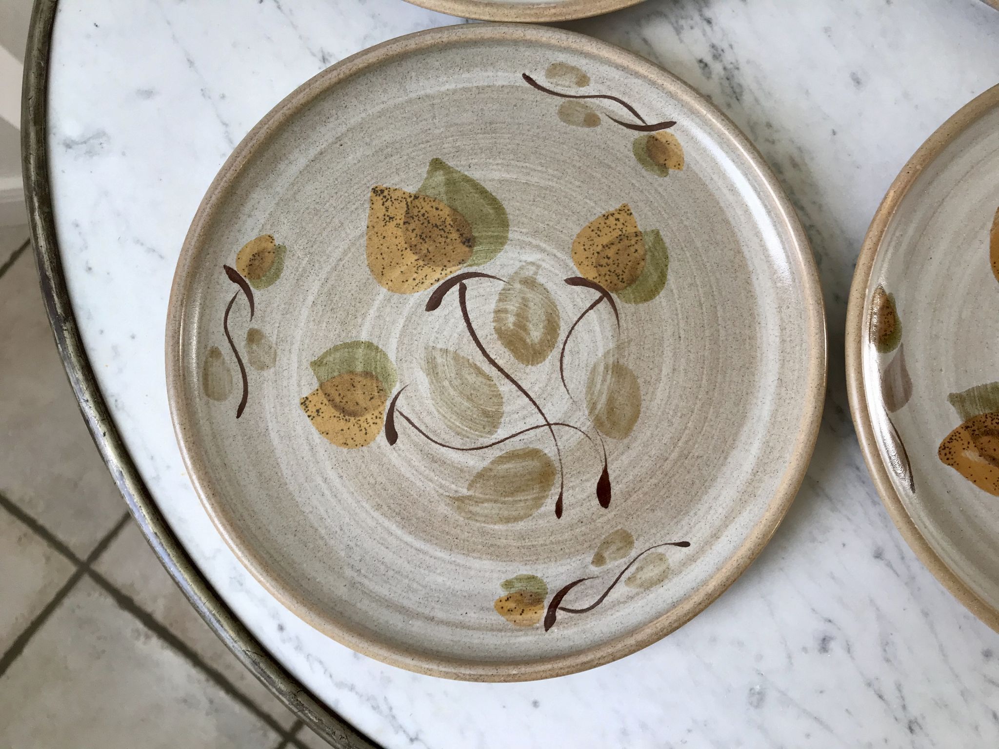 set of 4 sandstone dessert plates Niderviller Doria Ste Radegonde hand painted white years