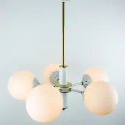 Vintage White 1970s Sputnik Chandelier – Mid-Century Modern Ceiling Light