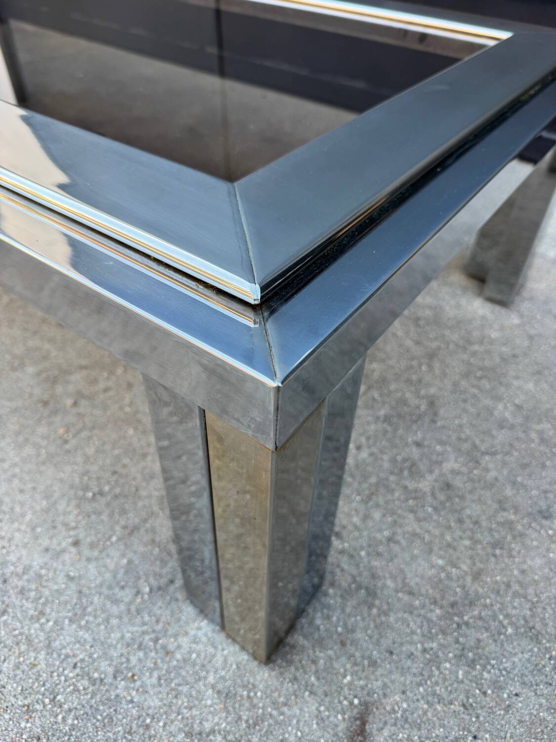 1970s smoked glass chrome coffee table