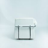 Dutch design Rob Eckhardt chaise longue white leather tubular steel, 1980s