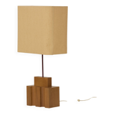 Maison Regain lamp in solid elm and its original lampshade Circa 1980