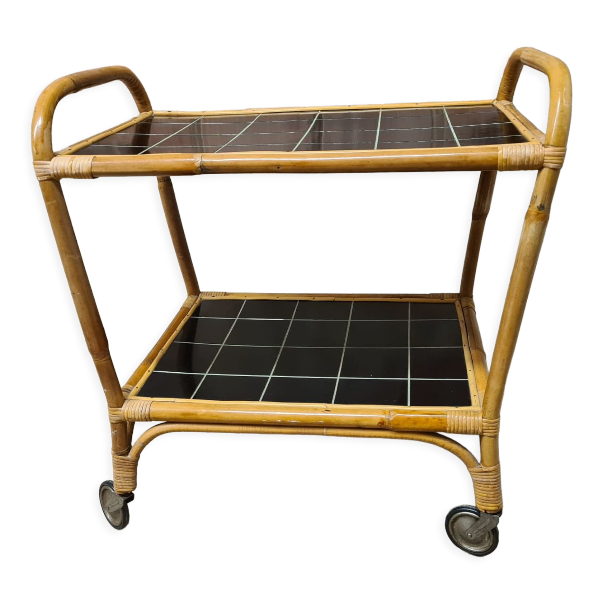 Desserte chariot en bambou des années 60"