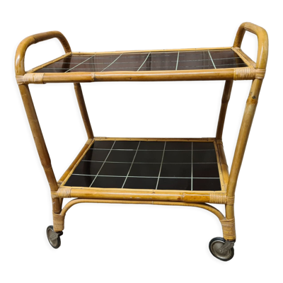 Desserte chariot en bambou des années 60