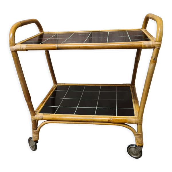 Desserte chariot en bambou des années 60