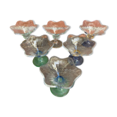 Set of 6 Ice Cream Bowls Design LA ROCHERE Coloured Glass France #D848
