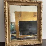 Old small baroque mirror with mercury tin