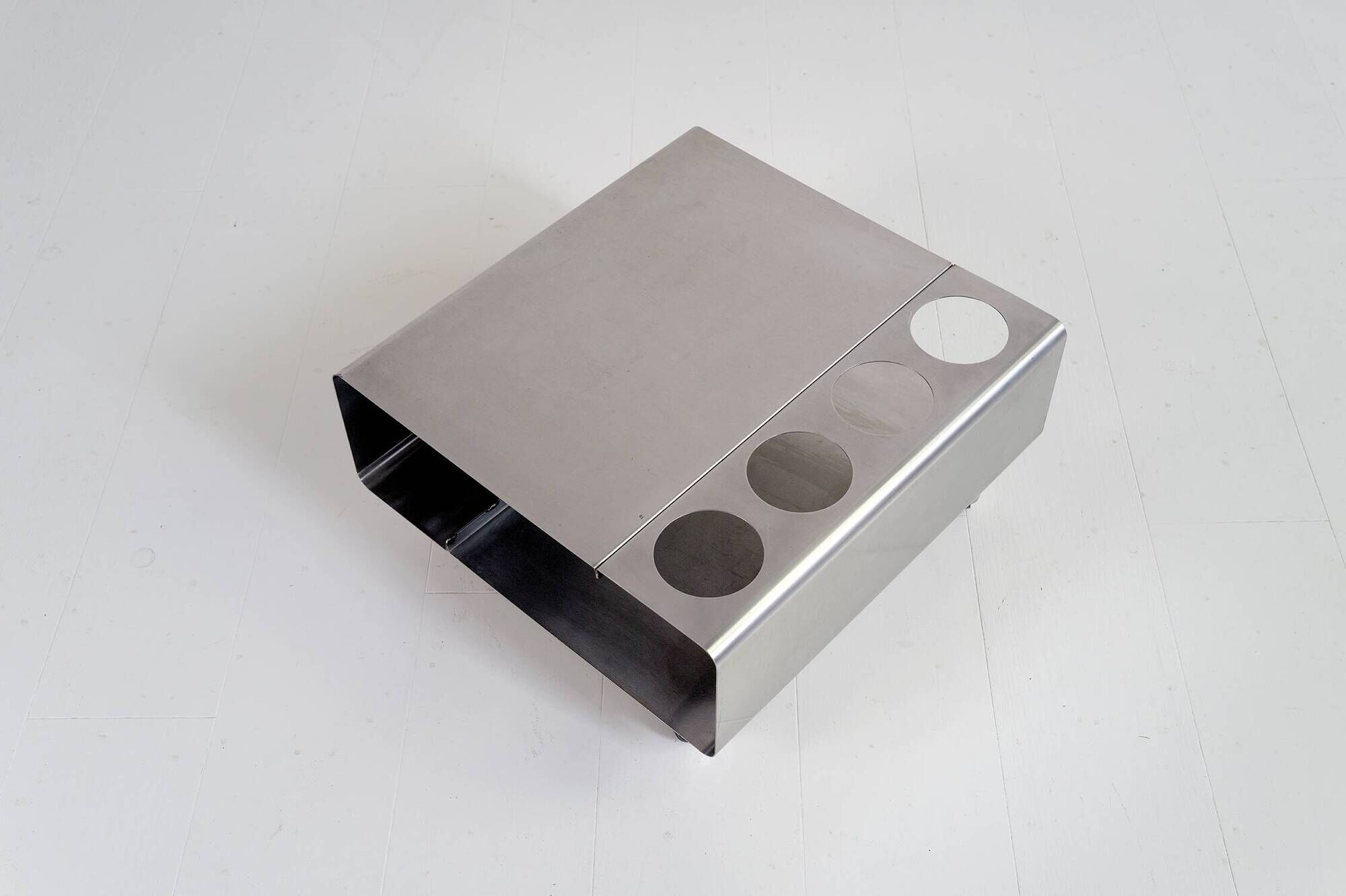 Coffee table/bar in stainless steel, France 1970
