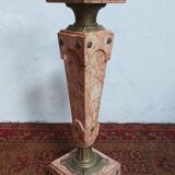 Colonne haute en marbre rose et bronze style Louis XVI