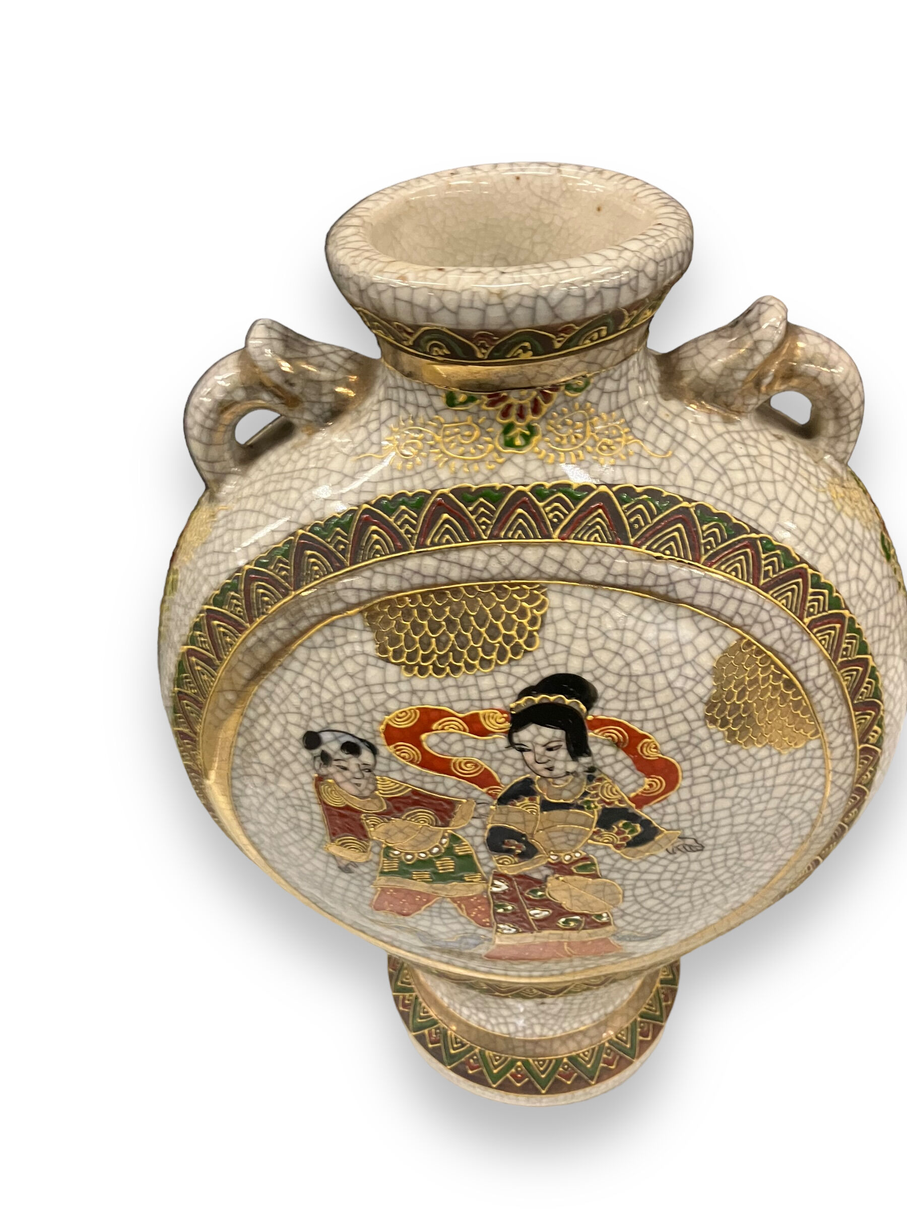 Pair of Japanese earthenware gourd vases from Satsuma