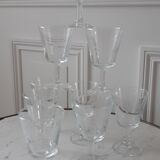 Set of 9 wine glasses in crystalline engraved 60s