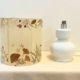 Vintage design lamp base in white ceramic with dried flower shade