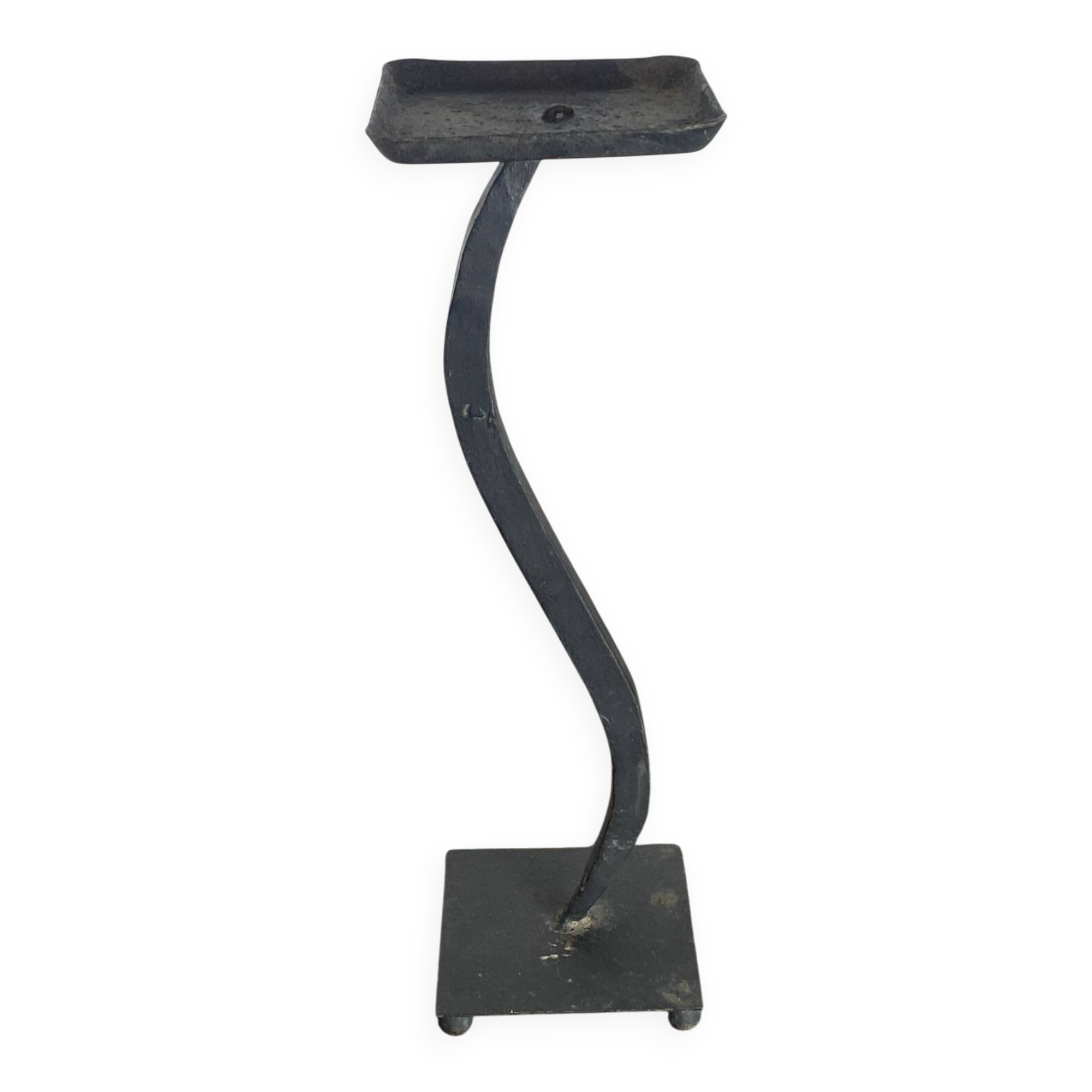 Modernist candlestick in wrought iron