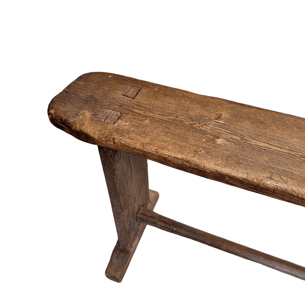 Banc de bistro en bois français ancien, datant d'environ 1850