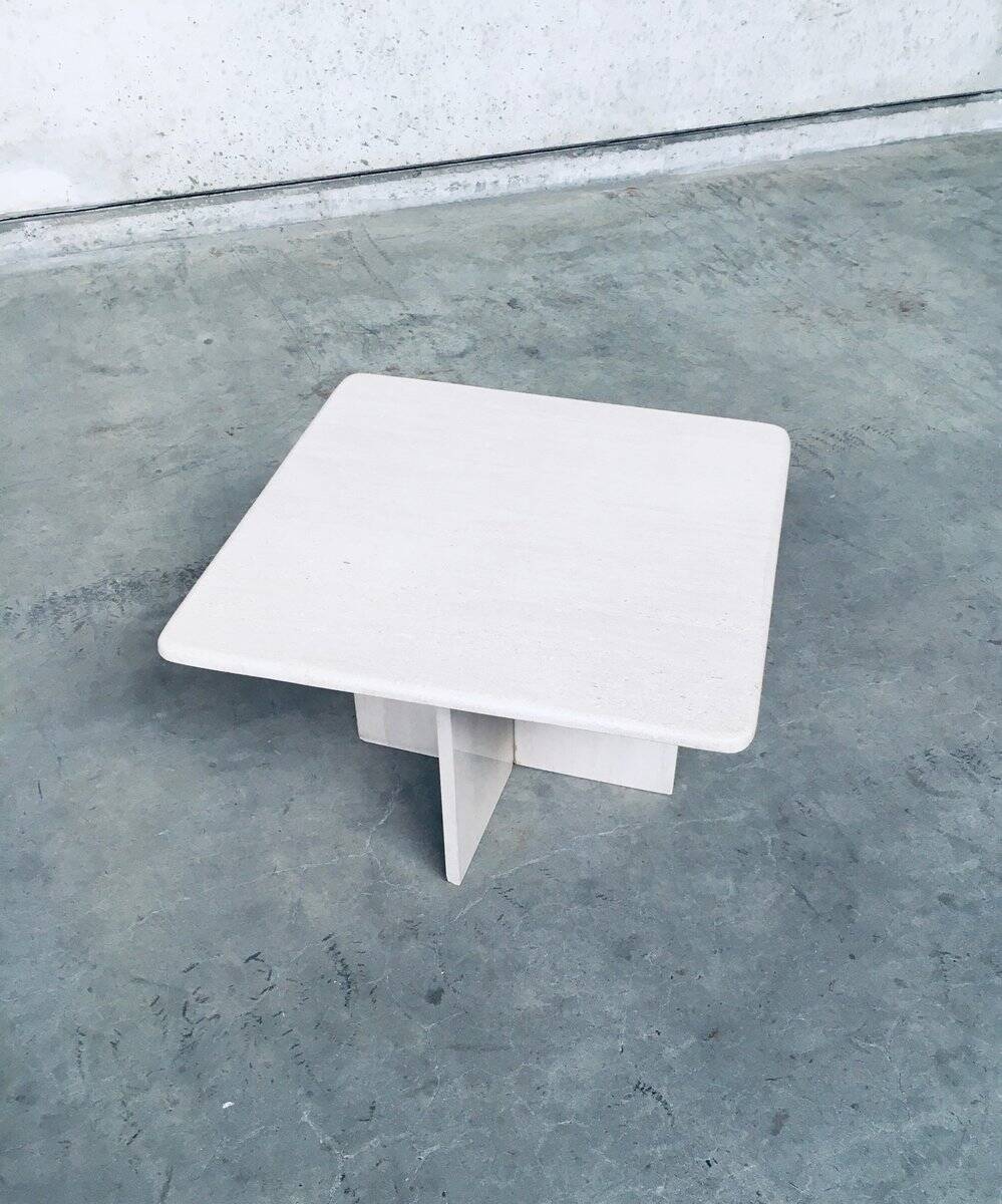 Vintage Italian Postmodern Square Granite Stone Side Table, 1970s