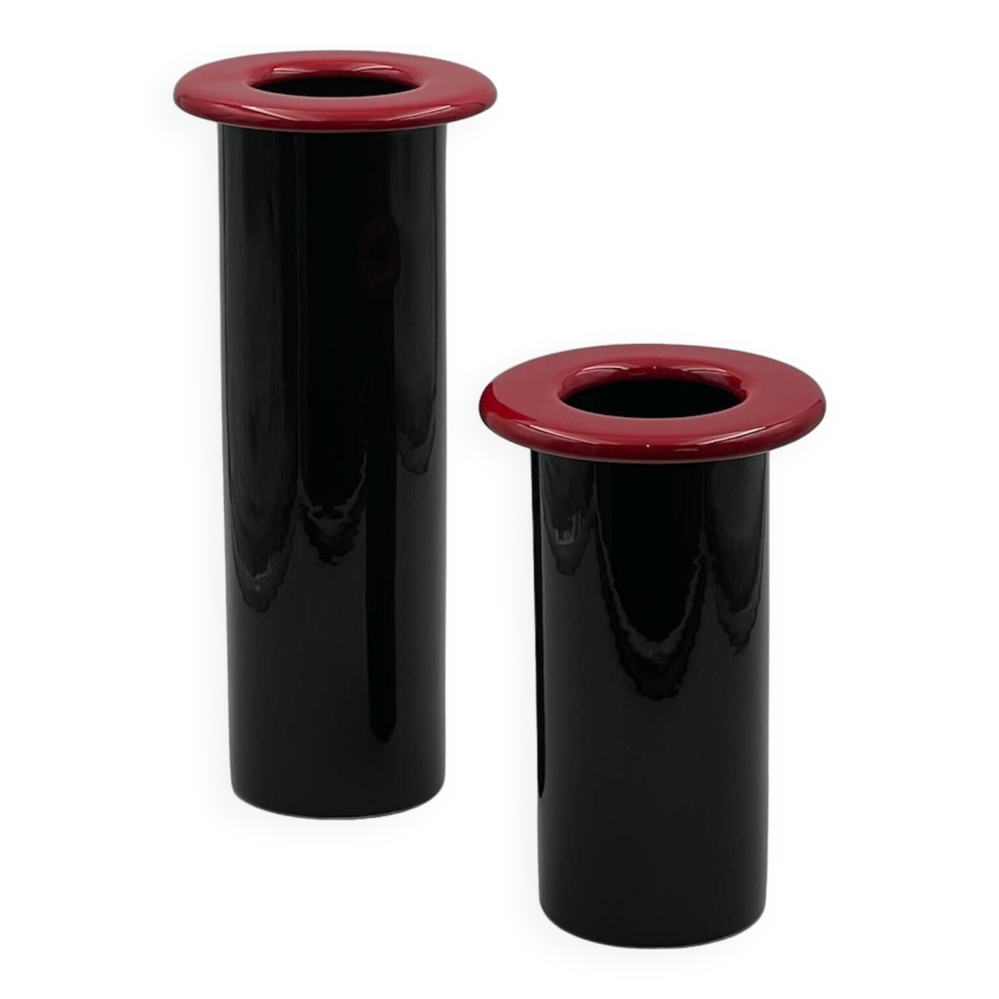 80s Design Ceramic Vases - Modern Vintage Home Decor Made in Italy – set of 2