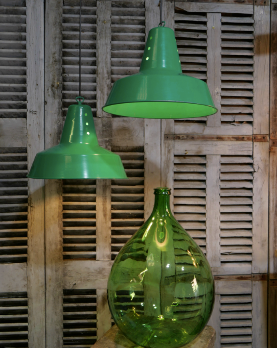 Industrial lamp shed lampshade in green aluminum