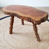 Brutalist wooden coffee table