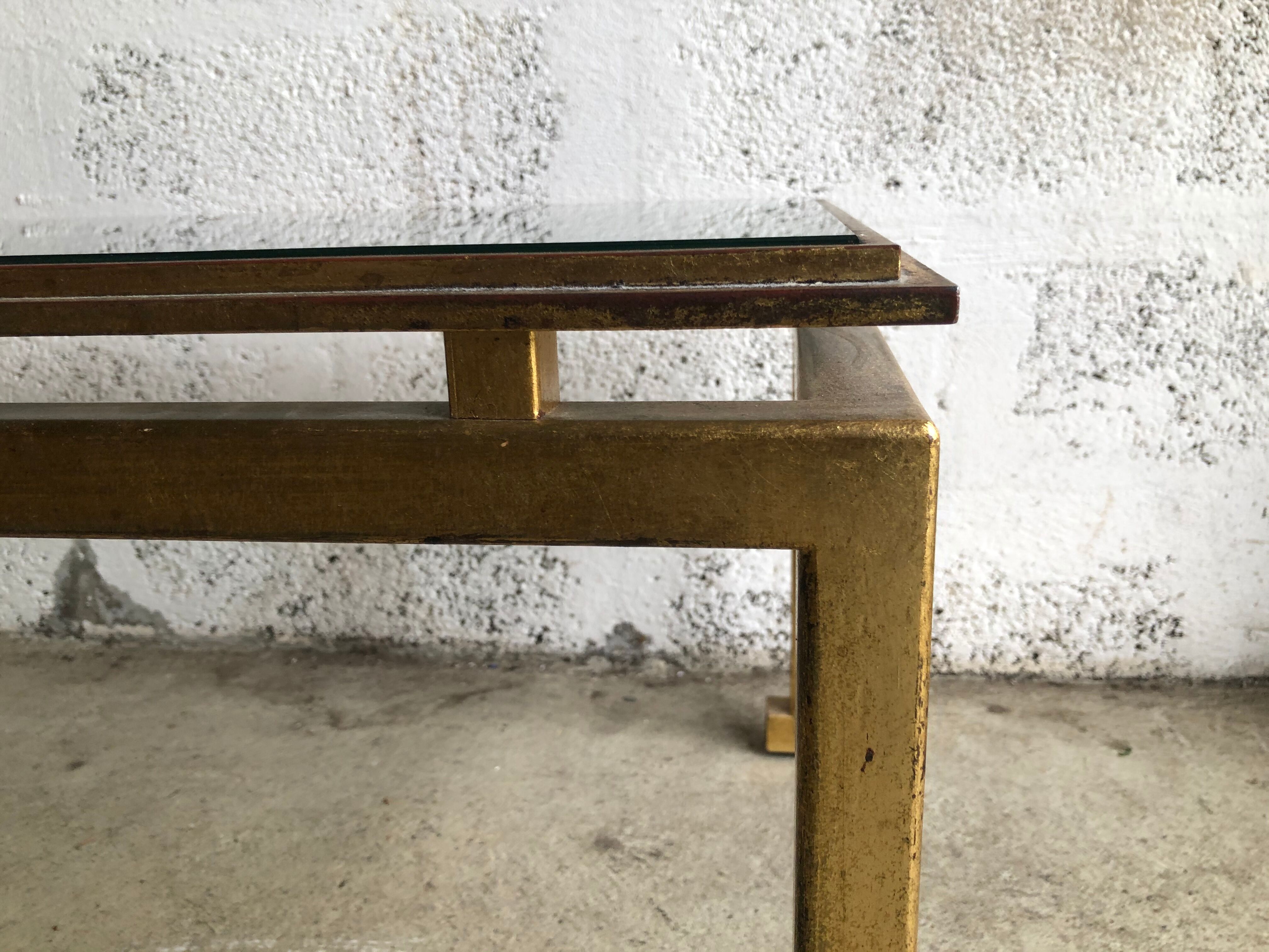 Related table bass dalle of verre and metal gold period 1960 design xx