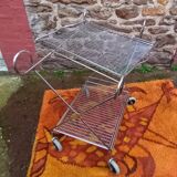 Chrome-plated metal serving cart, 1970s