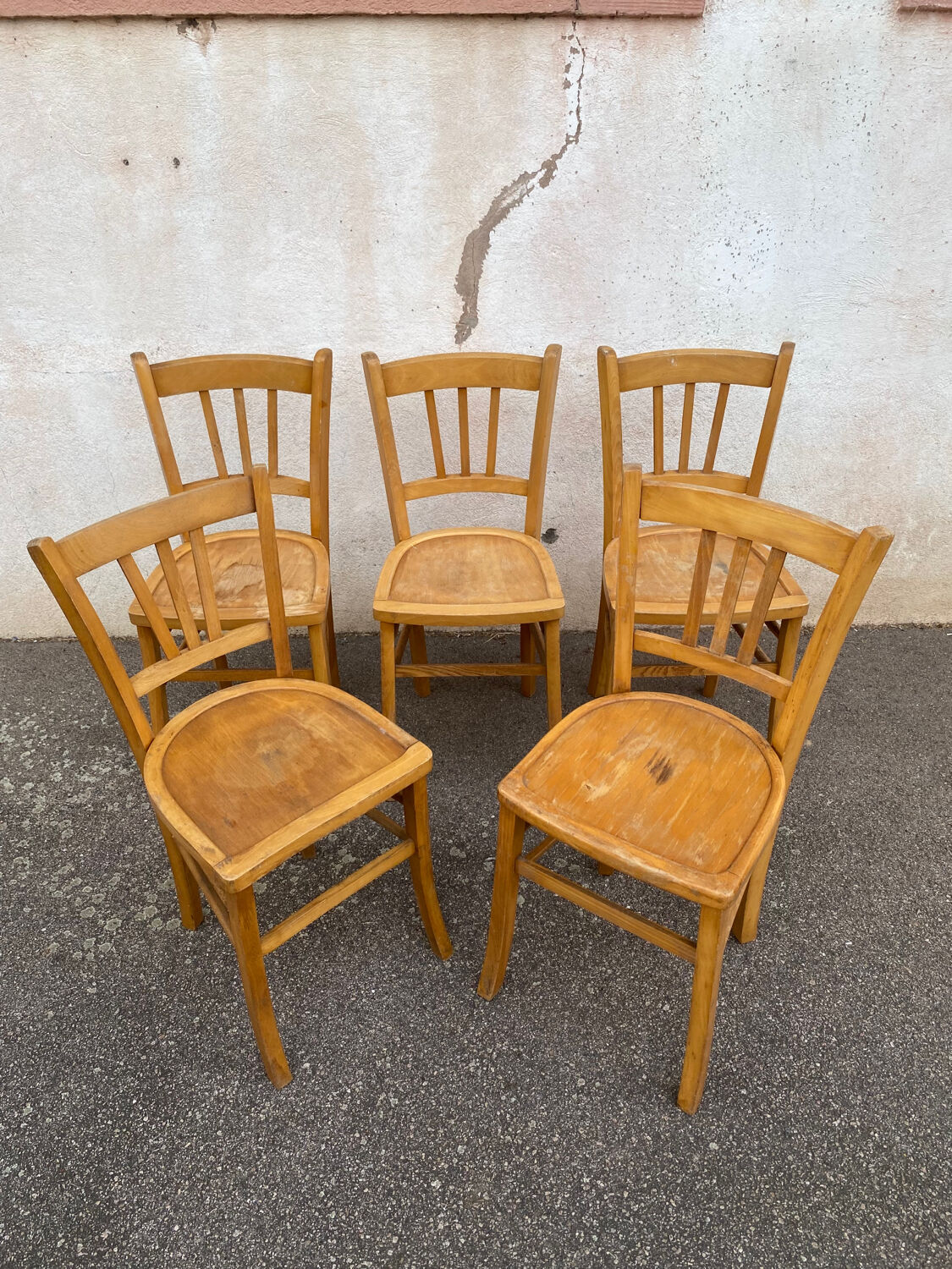Set of 5 yellow bistro chairs