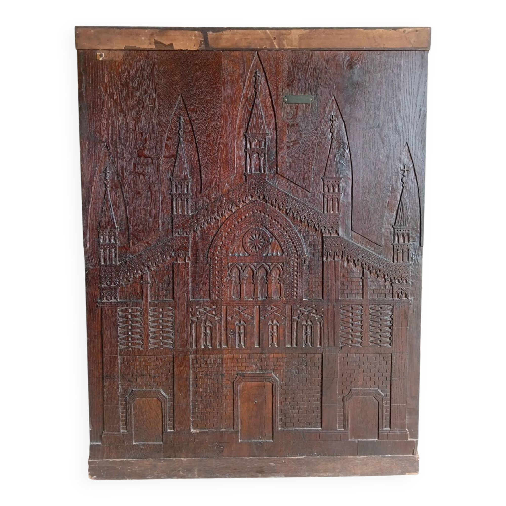 Large sculpted panel façade cathedral Pavia