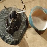 Bronze snail nightlight patinated glass shell lined marble base ref A208/12