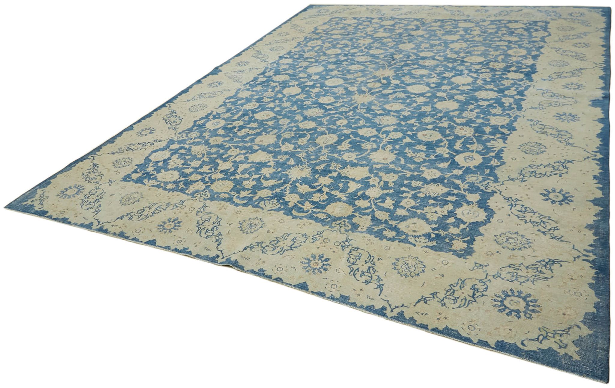Handmade oriental contemporary 1980s 295 cm x 385 cm beige wool carpet