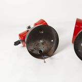 Pair of 1970s red and black wall lights