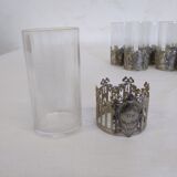 Glass with art deco strapping