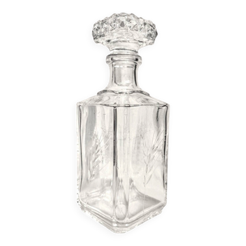 Carafe à whisky en cristal taillé décor blé