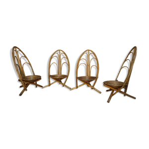 Set de 4 fauteuils en - bois rotin