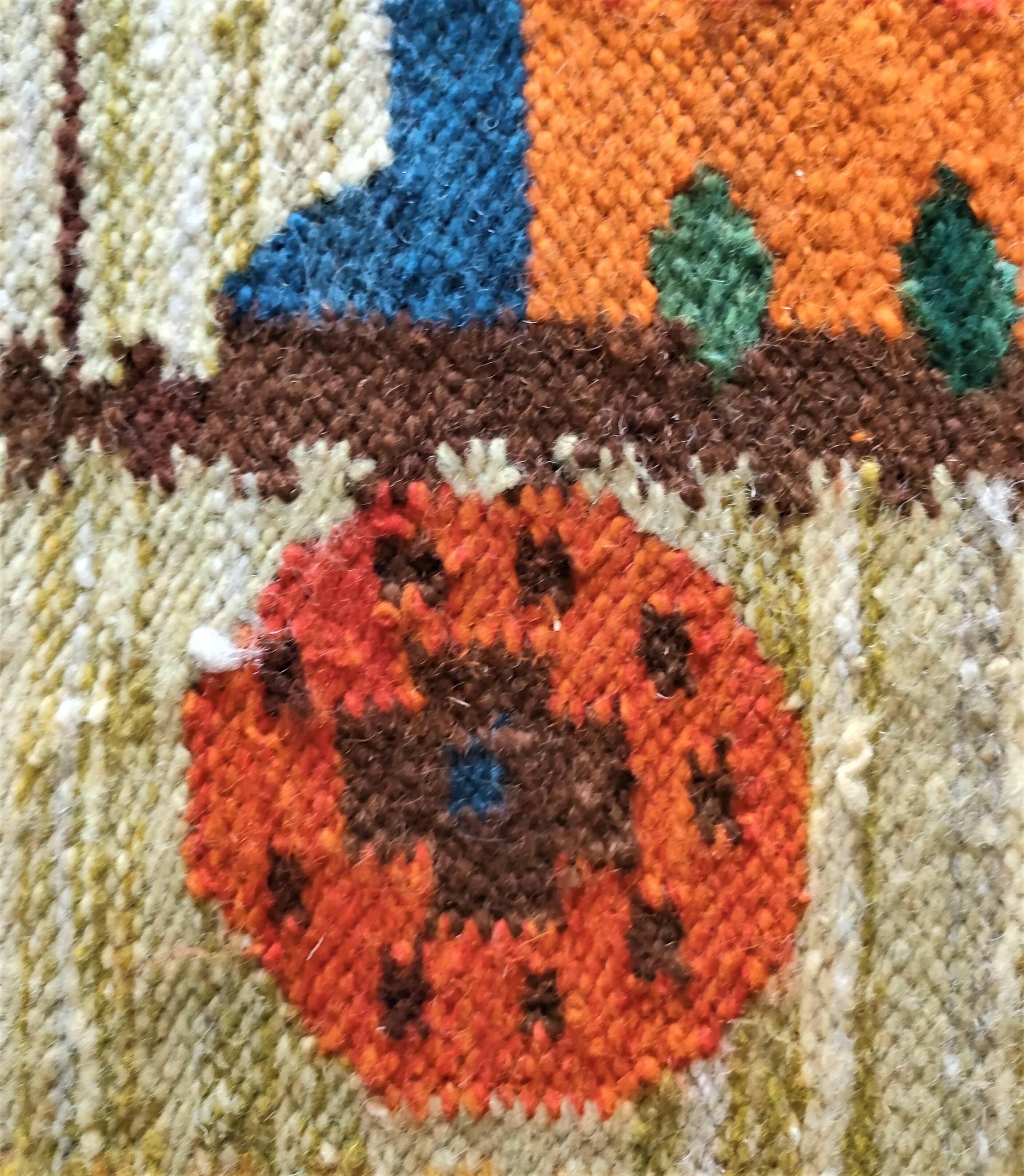 Tapisserie kilim fait main artisanat polonais années 70