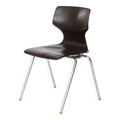 Chaise Flötotto Pagwood (1/12) – Classique du design allemand, années 1970, chrome et contreplaqué