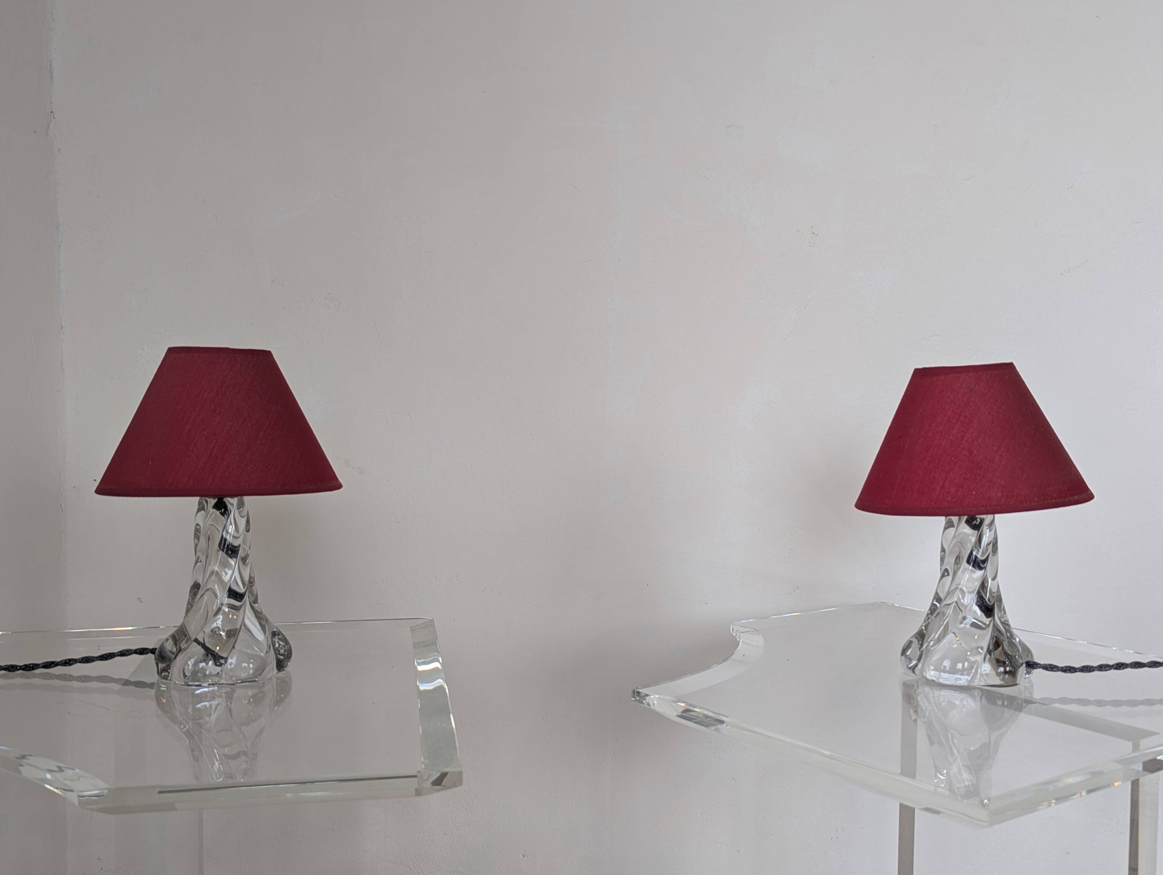 Pair of crystal bedside lamps