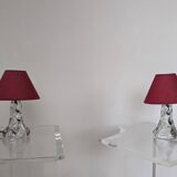 Pair of crystal bedside lamps