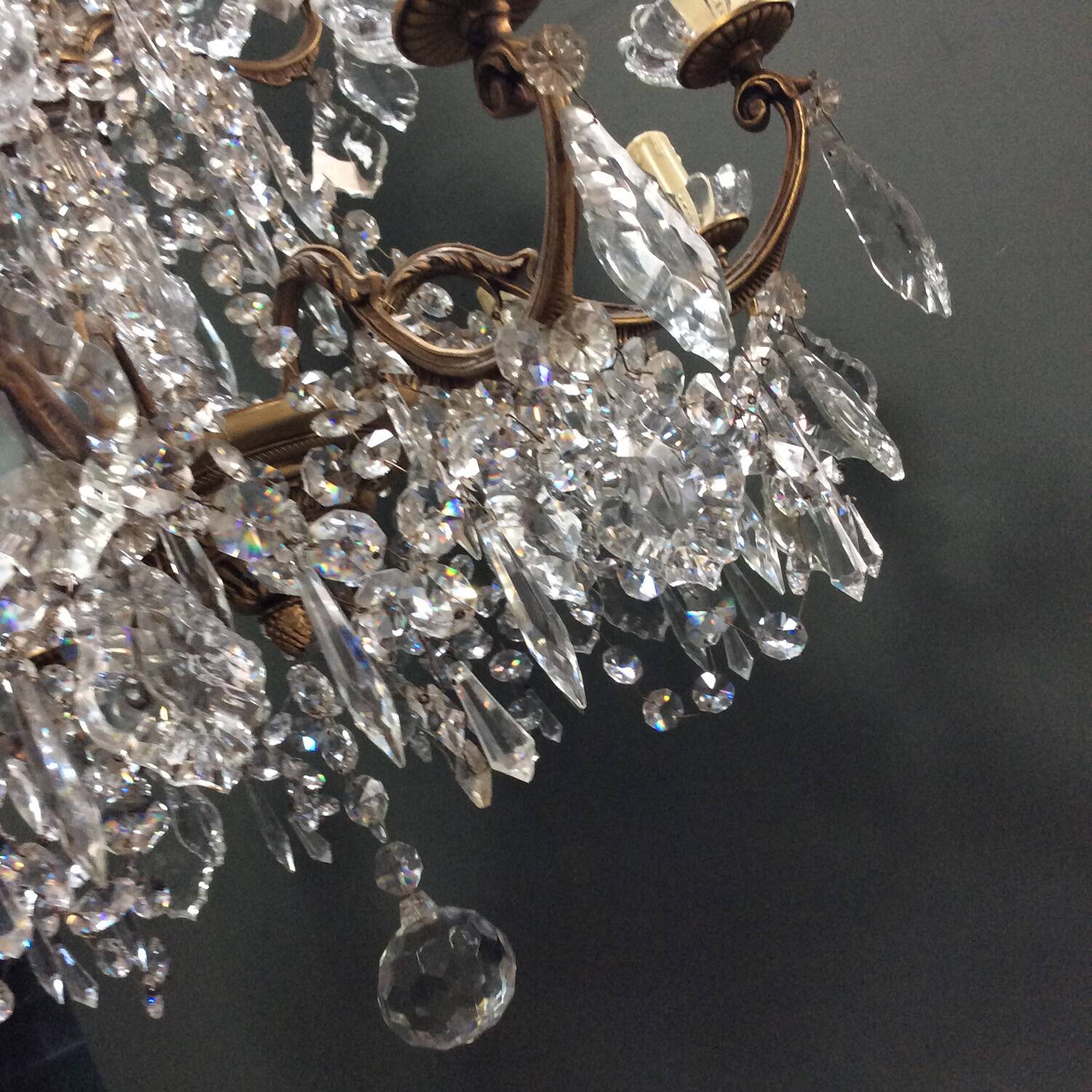 Antique XXL bronze chandelier 15 candles