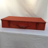 Red metal toolbox with handle