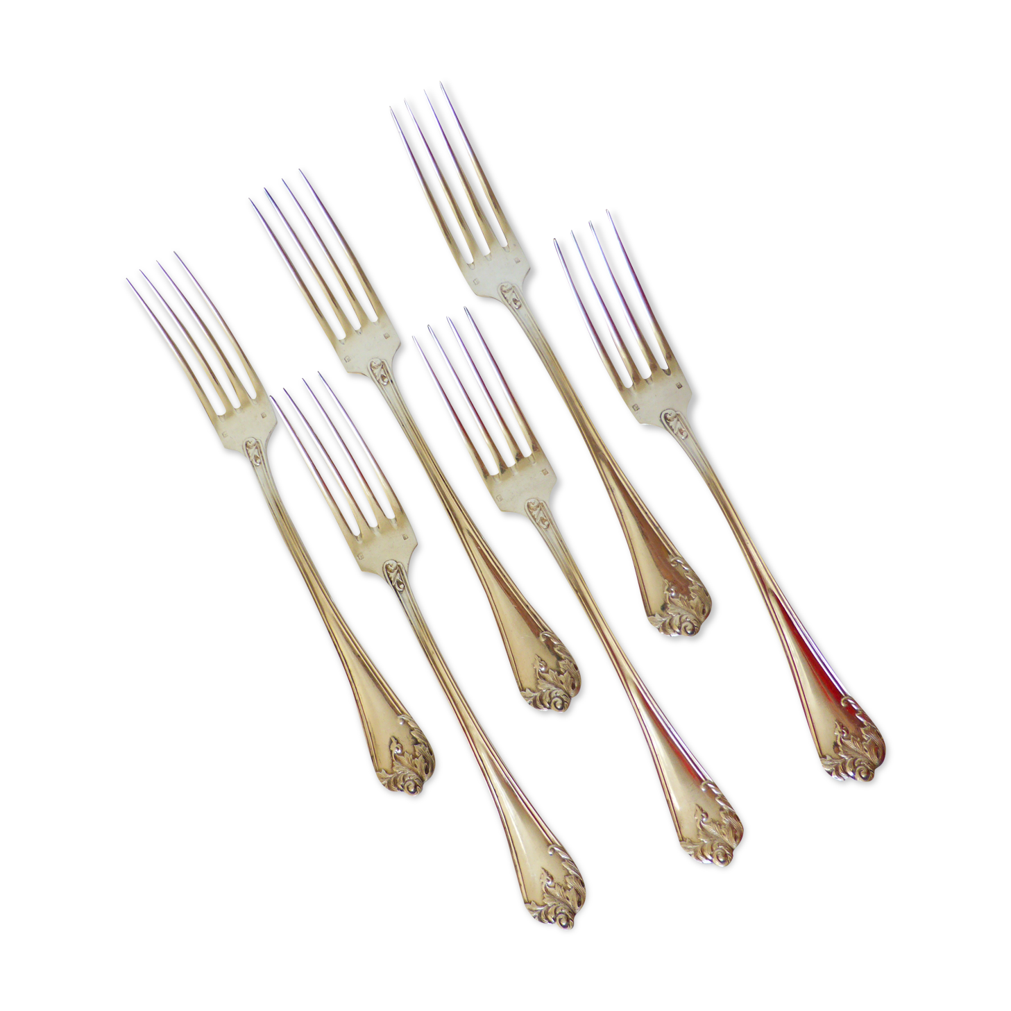 6 punched silver metal forks 2106224