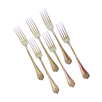 6 punched silver metal forks 2106224