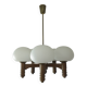 Lustre suspendu vintage rustique en forme de champignon, lumière en bois, années 1970