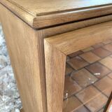 Wooden glass cabinet with drawer